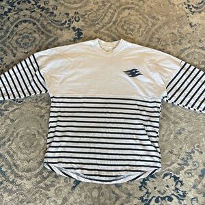 Nautical Navy Stripe spirit jersey w/ “Disney Cruise Line” on the back.